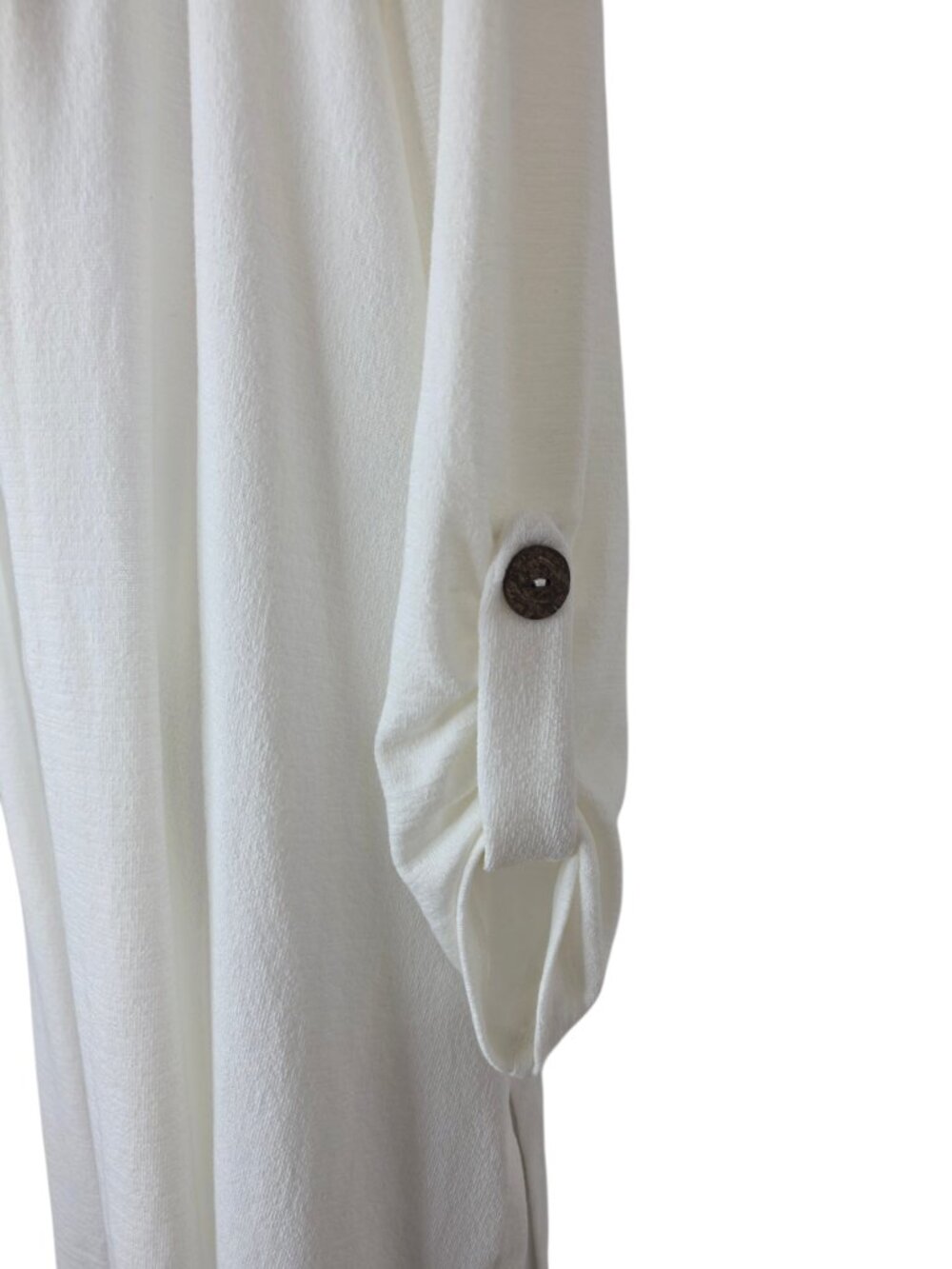 LAURA Open Front Roll Sleeve Cardigan, White, Longline, Slits, Size X, NWT - Picture 8 of 9